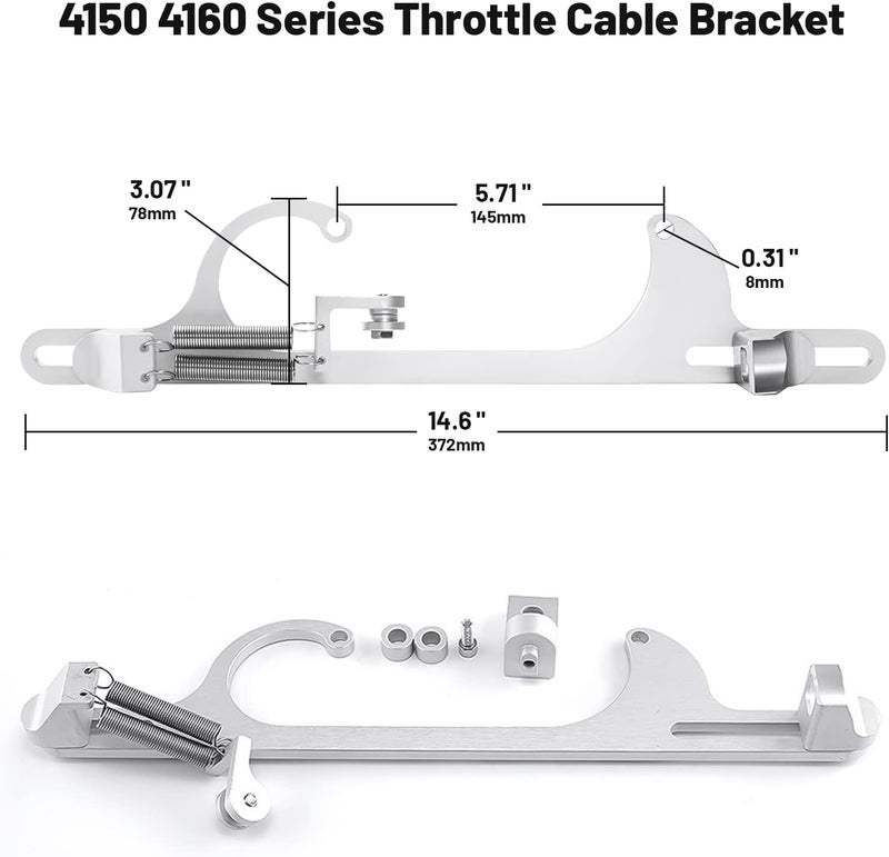 Endxedo Throttle Cable Bracket for 4150 4160 Series Adjustable Carburetor Bracket Aluminum Throttle Brackets (Silver) - Image 5